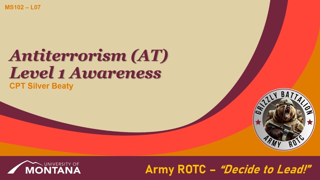 Antiterrorism AT Level 1 Awareness MSL102 Lesson 07 ROTC YouTube
