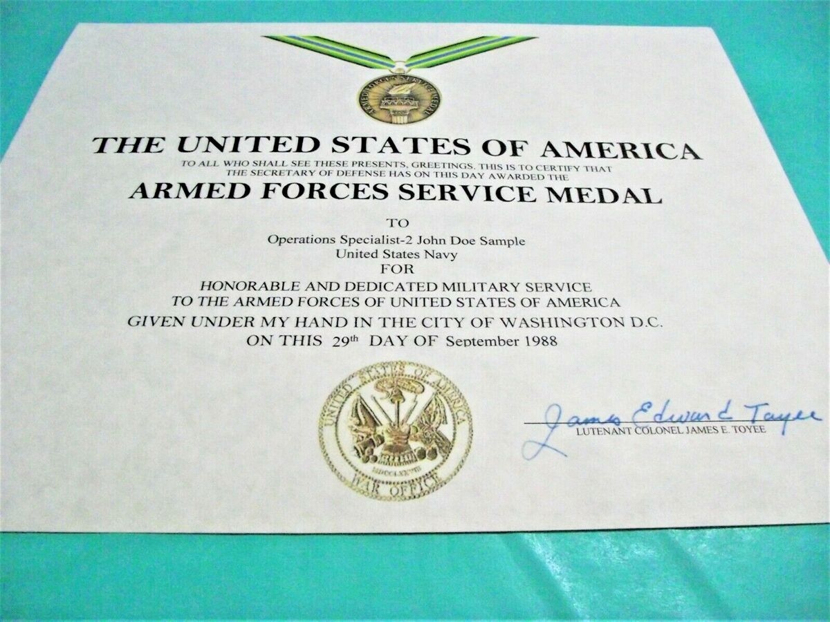 Fake Army Alms Certificates