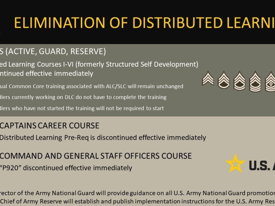 Army Eliminates Distributed Leader Course DLC I VI Article The United States Army