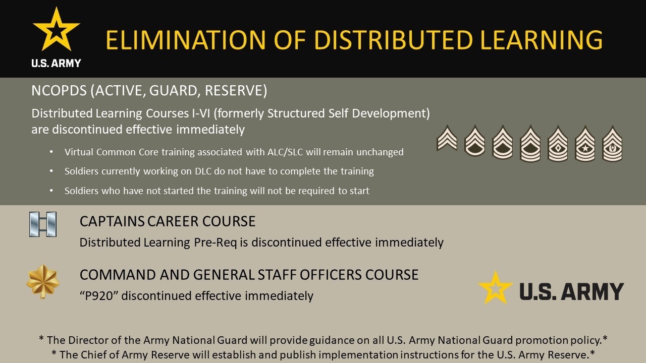 Army Eliminates Distributed Leader Course DLC I VI Article The United States Army