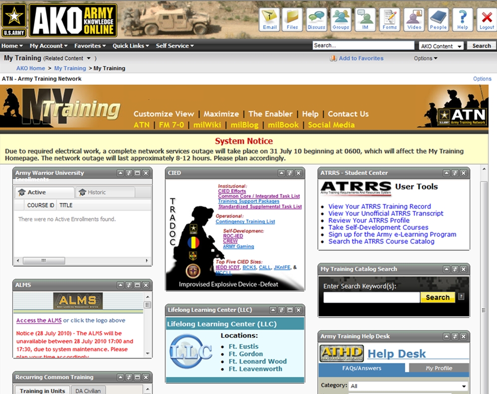 Army Alms Website