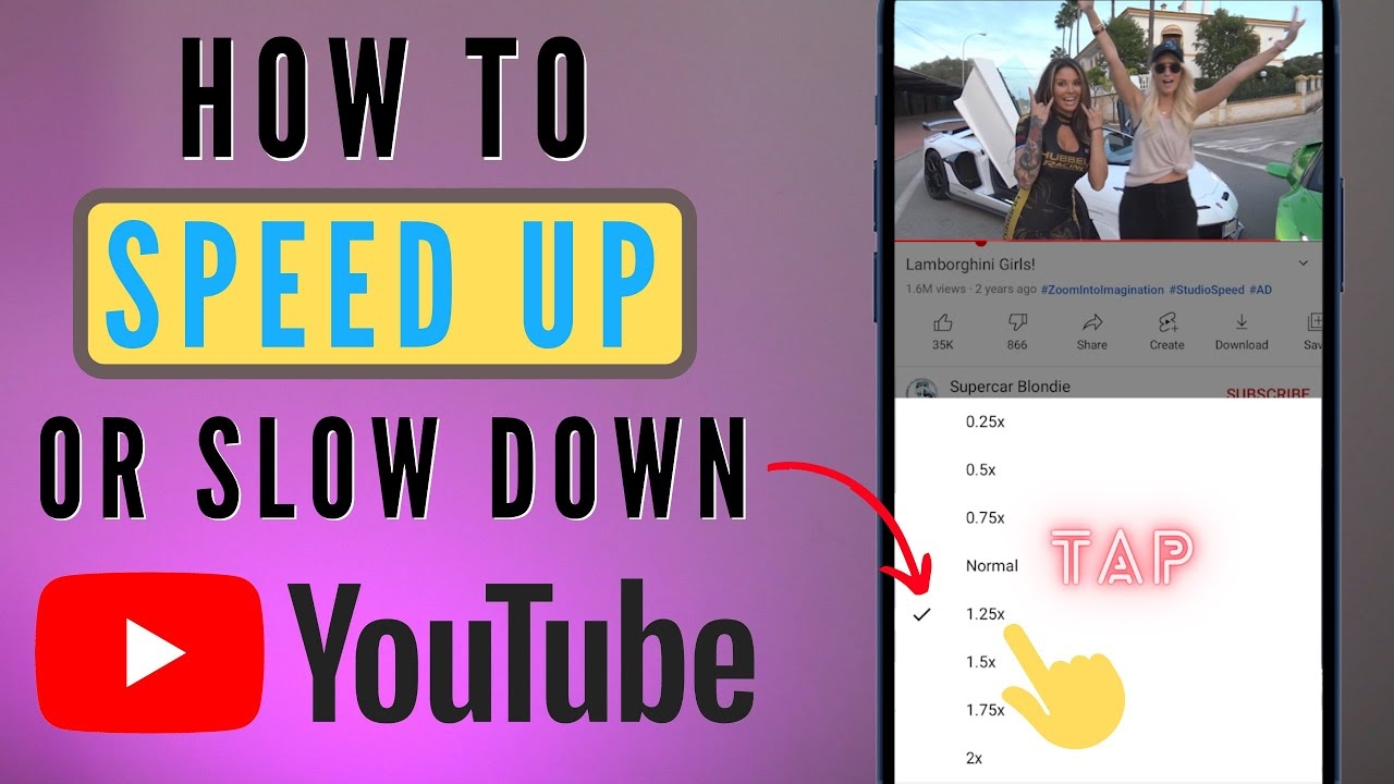 How To Speed Up Or Slow Down YouTube Videos Playback Phone And Computer from 0 25x 2x YouTube