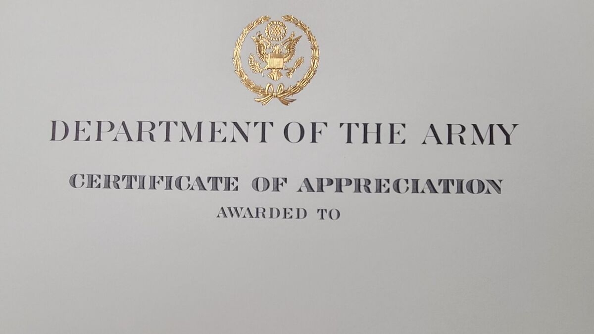 US Army Certificate Of Appreciation Original Issue EBay