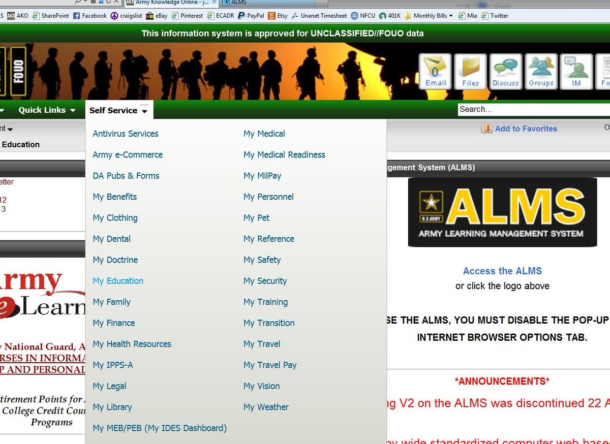 Army Alms Site Down